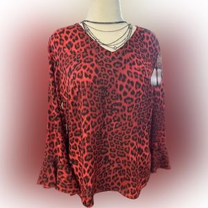 Sassy red leopard blouse.  New with tags.